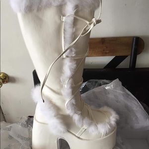 White Demonia Platform Boots